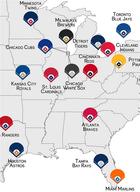 Map Of Baseball Stadiums In America