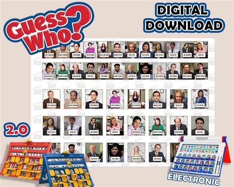THE OFFICE Guess Who 2.0 Printable Insert Cards Digital Download Print at Home Guess Who Cards ...