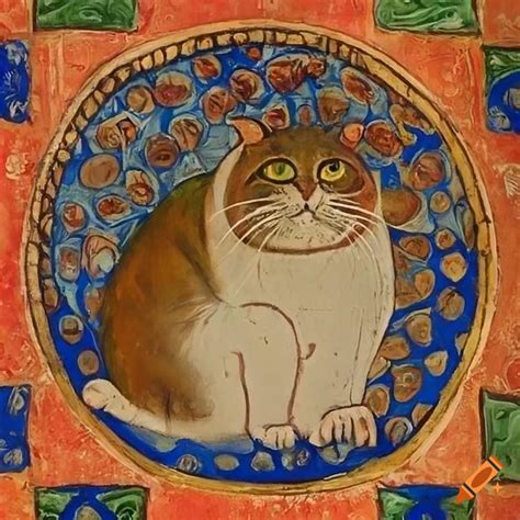 Medieval painting of a chubby cat on Craiyon
