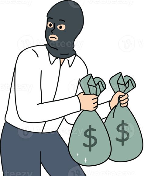 Male thief with money bags in hands 21468897 PNG