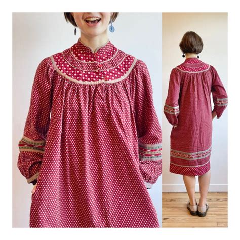 Buy French 1970s Rene Derhy Smock Yoke Boho Maternity Dress With ...