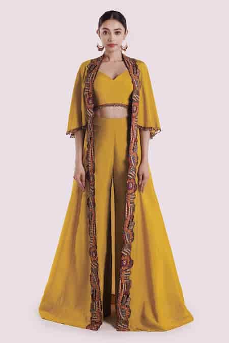 Buy Black Silk Embroidered Sequin Jacket Open Set For Women by Onaya ...