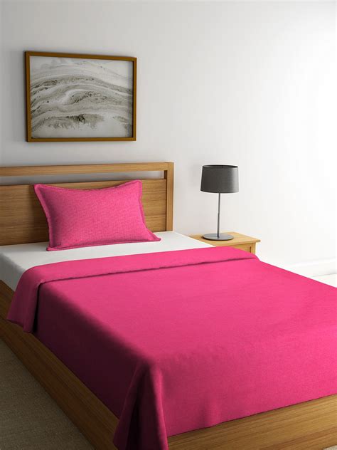 Fuchsia Cotton Single Bedcover with 1 Pillow Cover | Soumya Furnishing