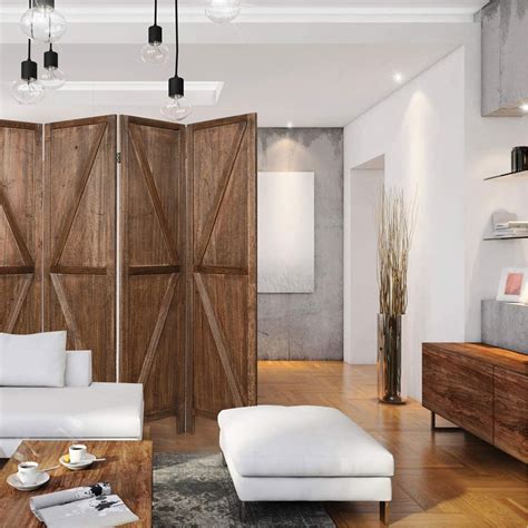 Buy 4 Panel Wood Screen Room Dividers, Outdoor Privacy Screen, 5.6 Feet ...