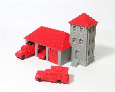 Buy Outland Models Train Railway Country Fire Station with 3 Fire ...