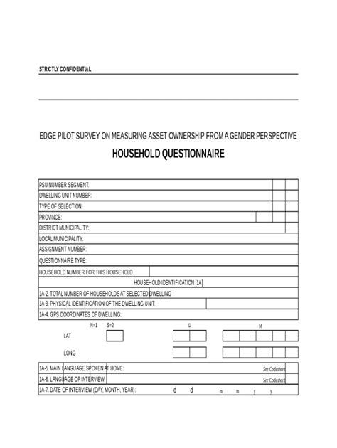 Household Questionnaire - Blank Fillable Template | Fill Out, Print ...