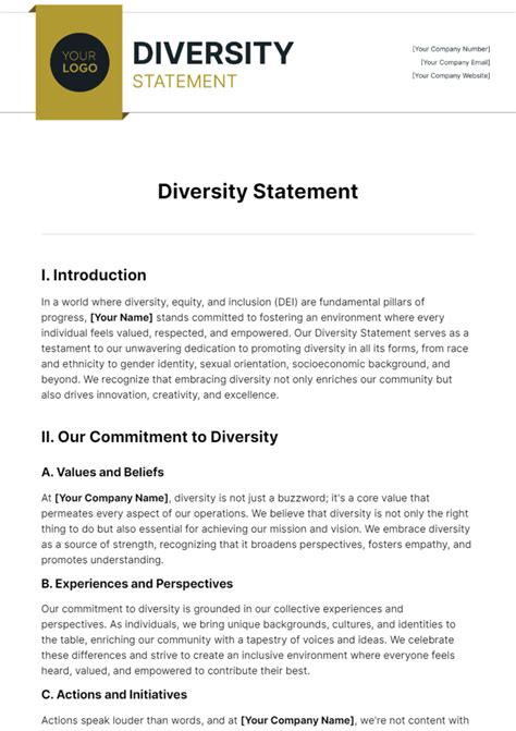 Free Diversity Statement Template to Edit Online