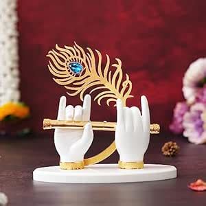Buy KUSHAL CREATIONS Krishna Ji Hands with Flute Figurine 24k Gold ...