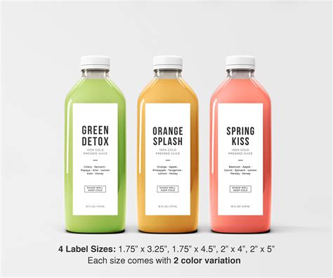 Juice Bottle Label Size at Natasha Moulton blog