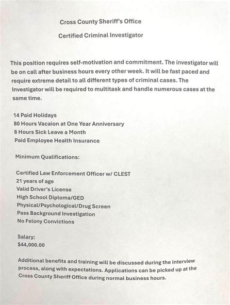 Cross County Sheriff's Office Job Opportunities (05/14/2025) - Press ...