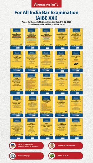 AIBE COMBO - 25 Bare acts without notes as per BCI – Commercial Law ...
