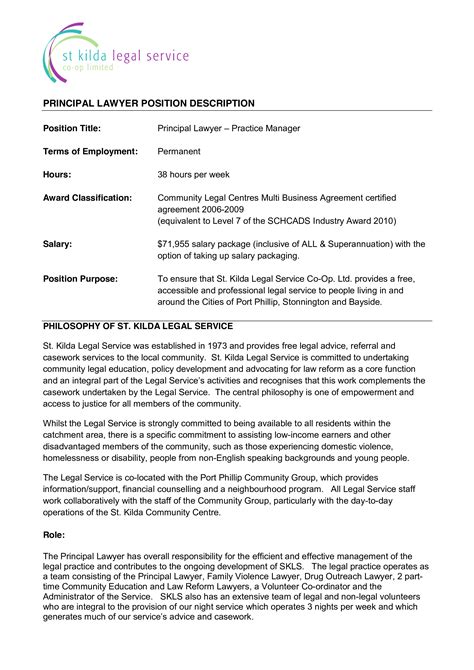 Principal Lawyer Job Description | Templates at allbusinesstemplates.com