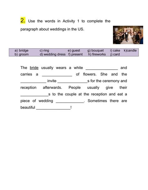 Image result for Wedding Lesson Worksheet