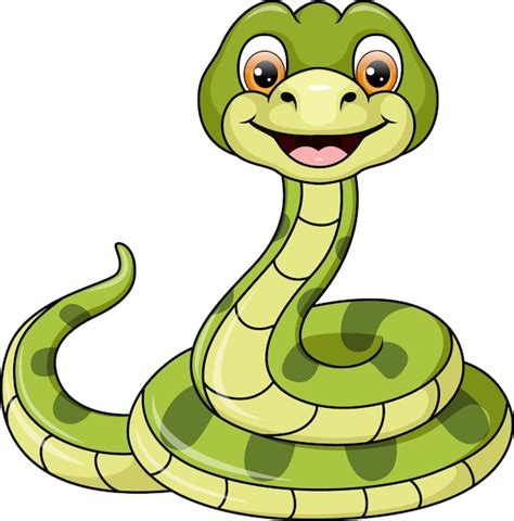Cute green snake cartoon on white background | Premium Vector