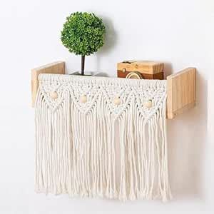 ecofynd Macrame Wall Hanging Wood Small Floating Shelves, Small Boho ...