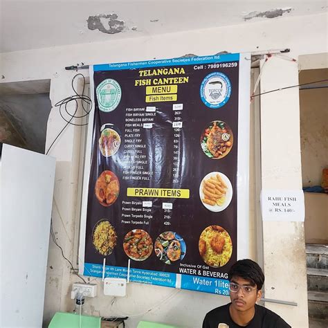 Menu at Telangana State Fish Canteen, Hyderabad
