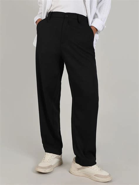 899 | Campus Sutra men's Onyx Black Tailored Heathered Trousers ...