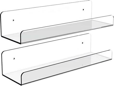 Amazon.com: BHFOW Acrylic Shelves, Clear Shelves 2 Pack 15" x 4.3" Wall ...