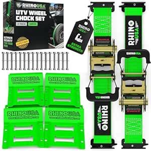 Rhino USA Wheel Chock Tie Down Kit 4,500lb Break Strength (2) Heavy ...