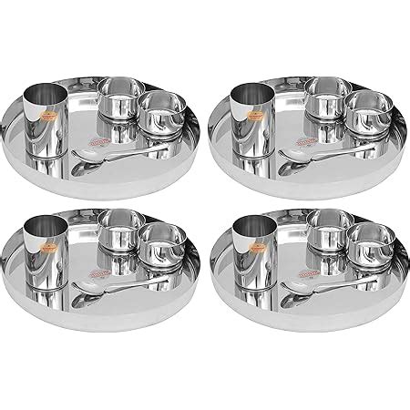 Vinod Stainless Steel 20 pc Thali Set, Dinner Set, Bhojan Set of Dinner ...
