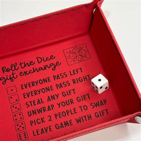 Dice Game Christmas Gift Exchange Tray With Directions, 6" X 6" Red ...