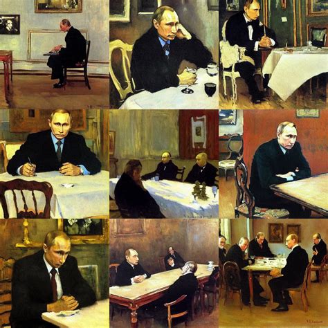 sad old vladimir putin sitting at the table with | Stable Diffusion | OpenArt