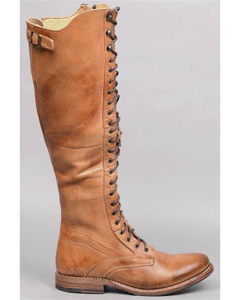 Bed Stu Women's Della Tall Lace-Up Boots - Round Toe , Tan | Tall lace ...