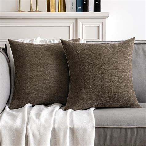 Amazon.com: MIULEE Pack of 2 Brown Decorative Pillow Covers 18x18 Inch ...