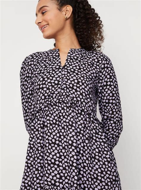 Buy Women Floral Printed Three-Quarter Sleeves Tiered A-Line Dress ...