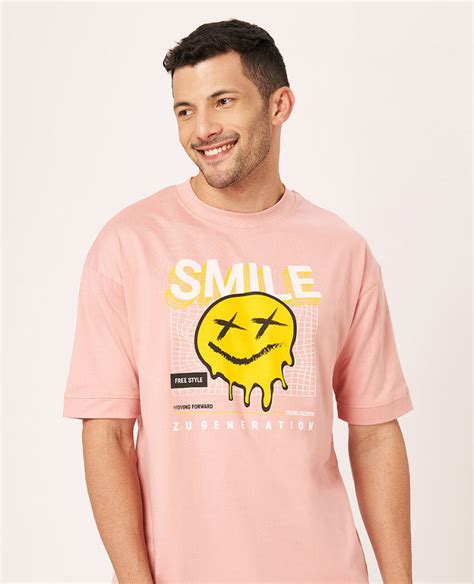 Buy Baby Pink Round Neck Oversized Tshirt | Zu Clothing
