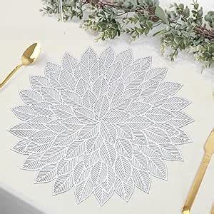 Buy THE HOME TALK Dining Table Mats - Beautiful Silver Flower Round ...