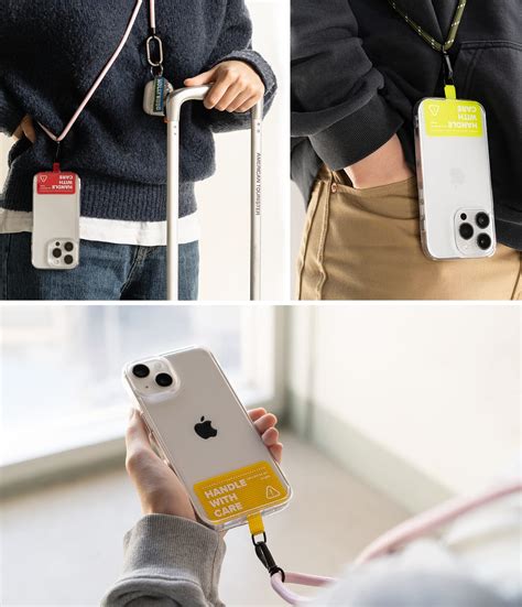 Ringke Holder Link Strap with Yellow | Tarpaulin Tag - Black & White