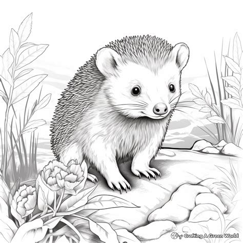 Realistic Hedgehog Coloring Page