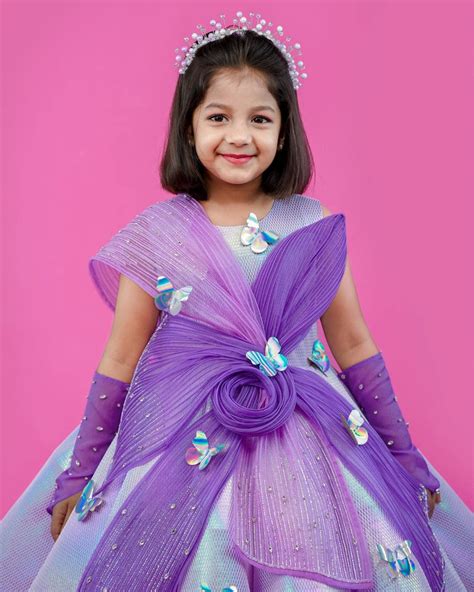 Kids Lavender Rainbow Shimmer Panel Gown Online | Buy Designer Party ...