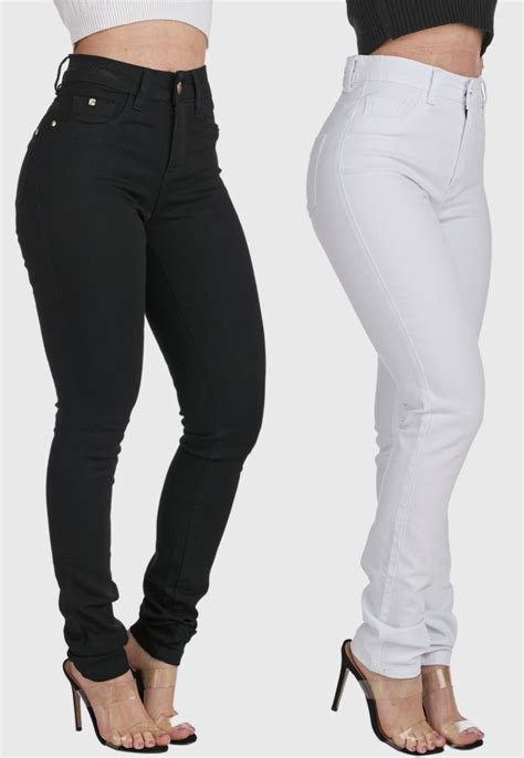 Kit 2 Calças Feminina HNO Jeans Skinny Black White Preta e Branca - Compre Agora | Dafiti Brasil