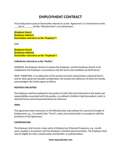 Free Printable Employment Contract Form Templates, Letter [PDF, Word]