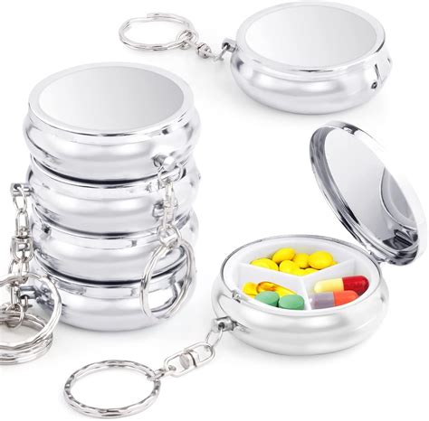 MAKINGTEC Mini Pill Case, 6pack Metal Pill Case Round Medicine Holder ...