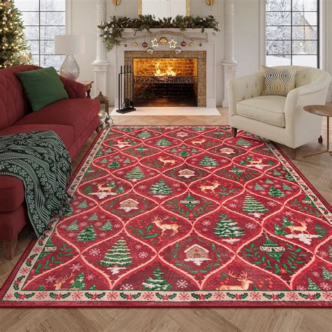 Amazon.com: Lahome Christmas Living Room Rug, 5x7 Print Christmas ...