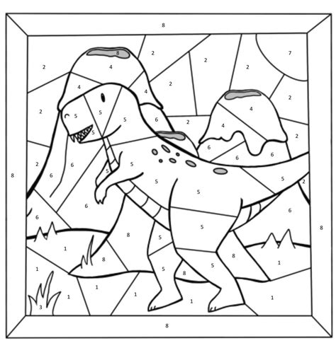 Dinosaur Color By Number coloring pages - ColoringLib