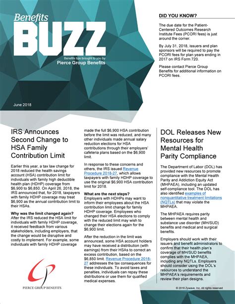 Benefits Newsletter - June 2018 • Pierce Group Benefits