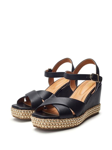 Buy Moda in Pelle Black Janeen Ball Trim Mid Height Square Toe Comfort ...
