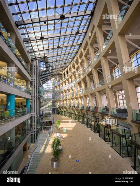 Interior lobby atrium inside the modern Salt Lake City Public Library ...