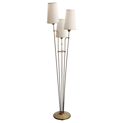 Mid-Century Brass Three-Fixture Floor Lamp For Sale at 1stDibs