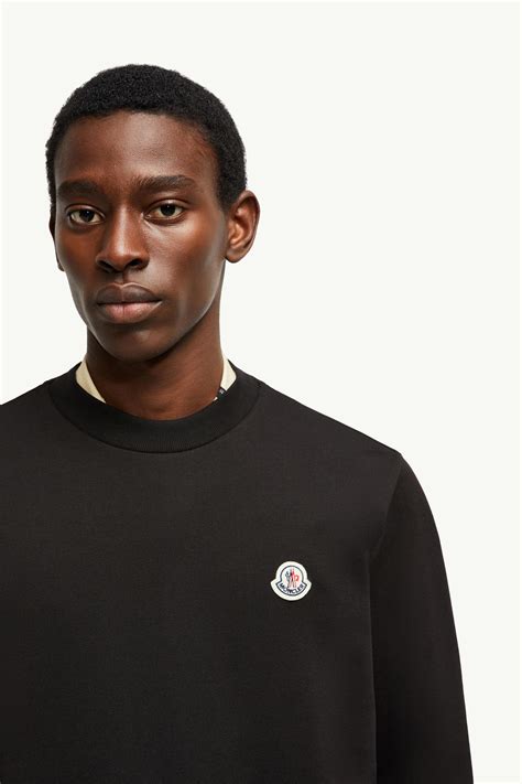 Black Logo Patch Cotton Sweatshirt - Sweatshirts for Men | Moncler US