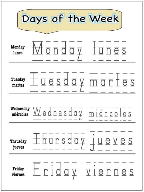 Cuantos Dias Tiene La Semana In English at Rebecca Dortch blog