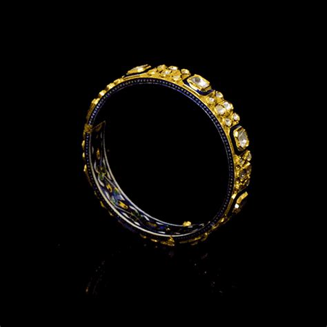 Kada with blue meena in 18k gold and uncut diamond. - KMB0541 – Surana ...