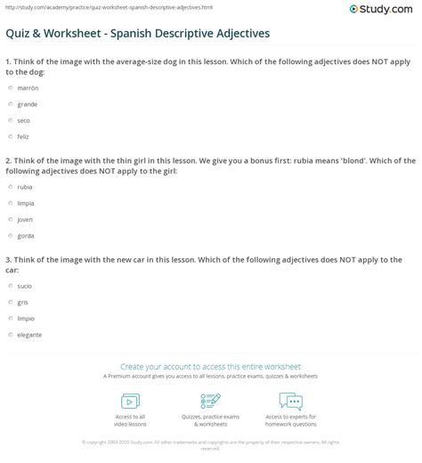 Descriptive Adjectives In Spanish