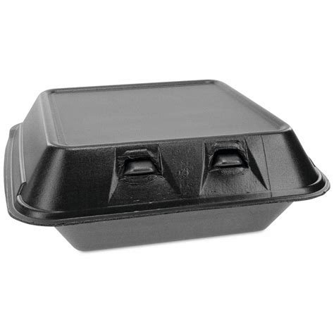 PACTIV, Black, Hinged Lid Container Container, Disposable Carry-Out ...