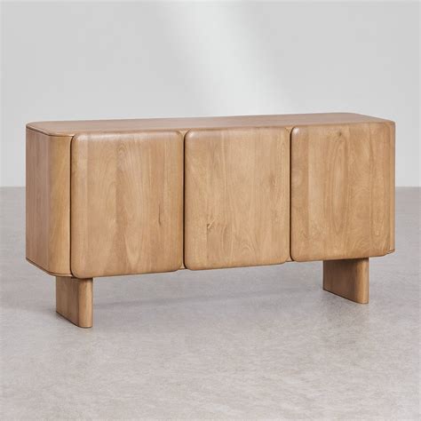 Adonis Solid Mango wood Sideboard with 3 Door in White Wash Finish