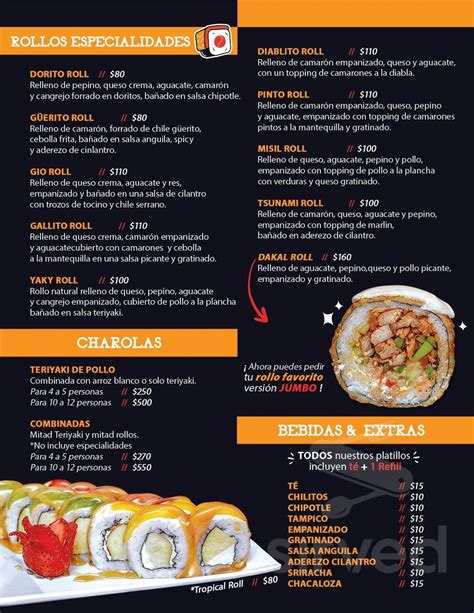 Tsunami sushi menu in 21354 Mexicali, B.C., Mexico